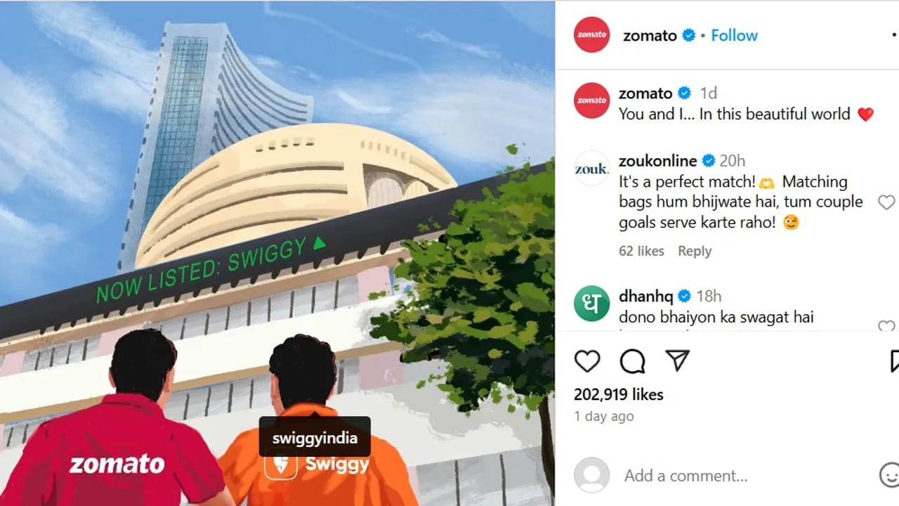 Zomato's heartwarming response to Swiggy's IPO steals the show