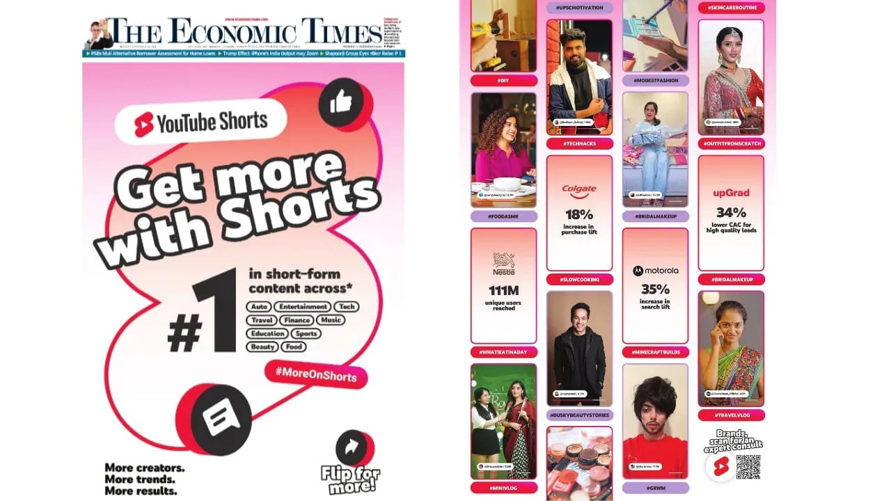 YouTube print ad showcases Shorts' impact on Nestlé, Colgate & upGrad